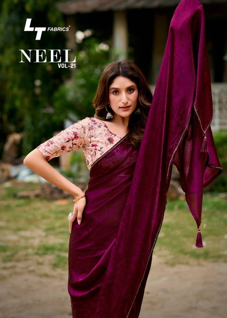 Neel Vol 21 By Kashvi Mono Satin Swarovski Designer Saree Exporters In India